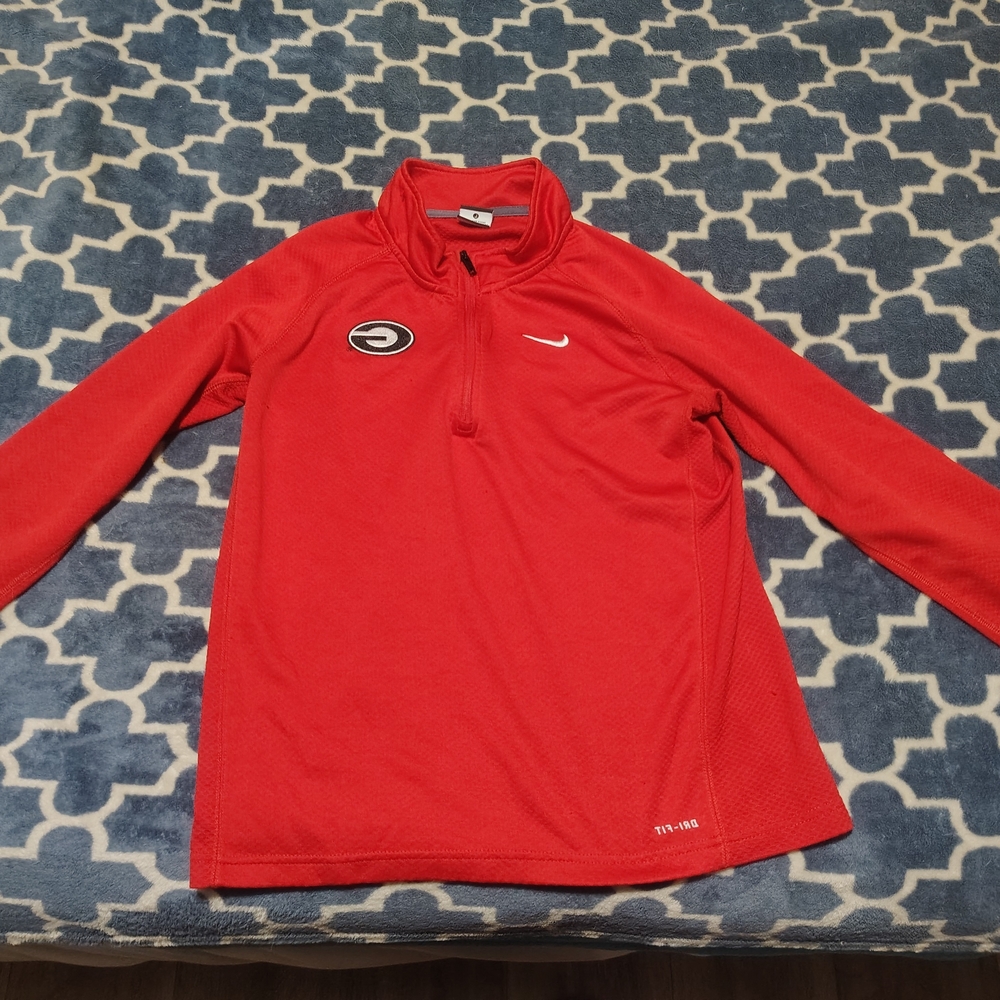 Nike Red Quarter-Zip Pullover with Logo